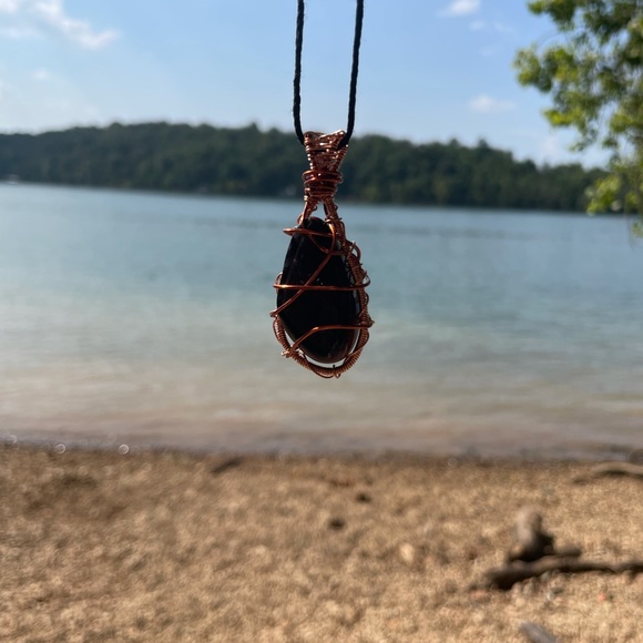 Red Tiger’s Eye Wire Wrapped Necklace - Picture 4 of 5